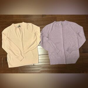 LOFT Women's Sweater Set - Cream and Lavender